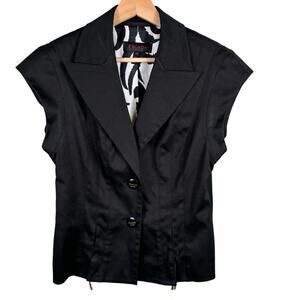 Escada Women's Size 6 Black Sleeveless Vest Blazer Lined Casual Career Top Coat‎